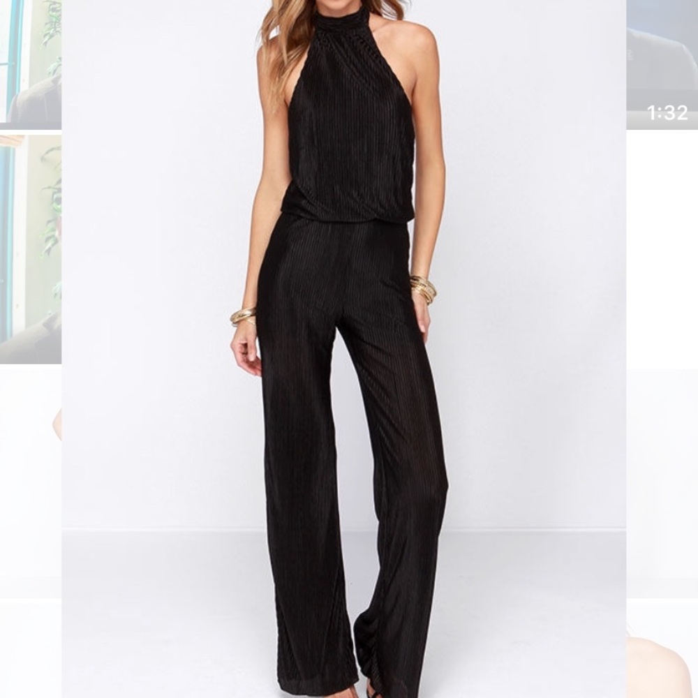 Black Halter Jumpsuit - Picture 1 of 5